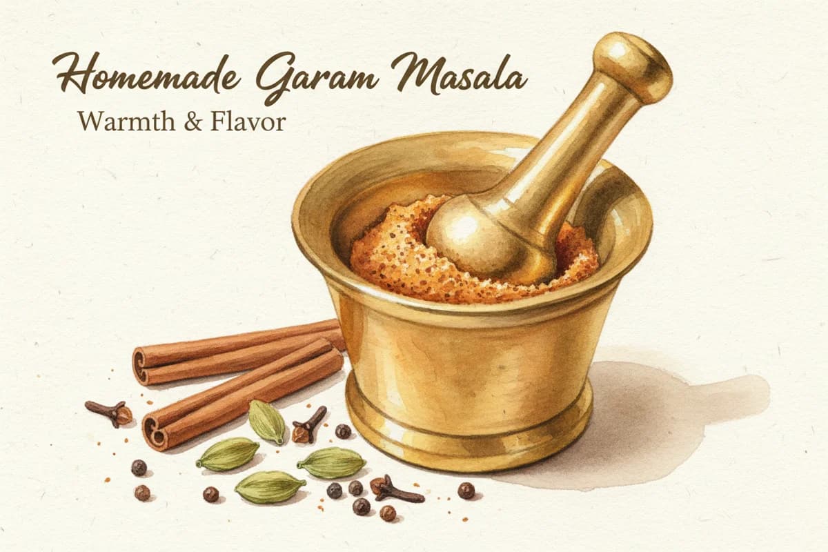 Whole spices for garam masala alongside a bowl of freshly ground powder