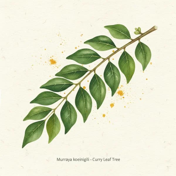 Curry Leaves botanical illustration