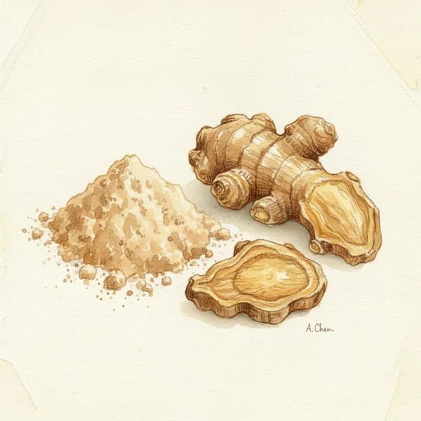 Dry Ginger Powder botanical illustration