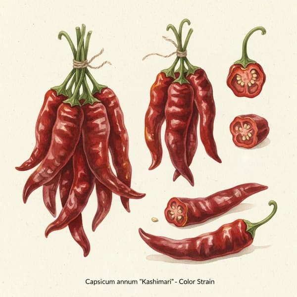 Kashmiri Chili botanical illustration