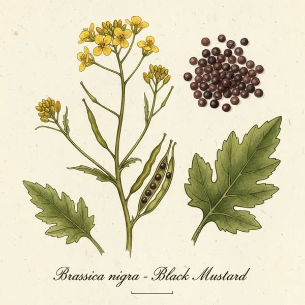 Mustard Seeds botanical illustration