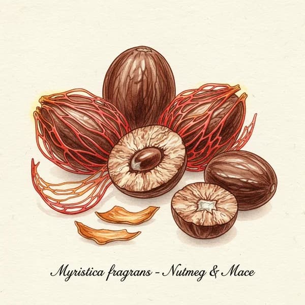Nutmeg botanical illustration