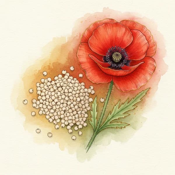 Poppy Seeds botanical illustration