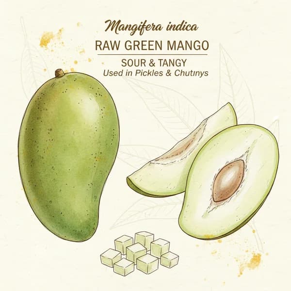 Raw Mango botanical illustration