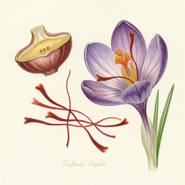Saffron botanical illustration
