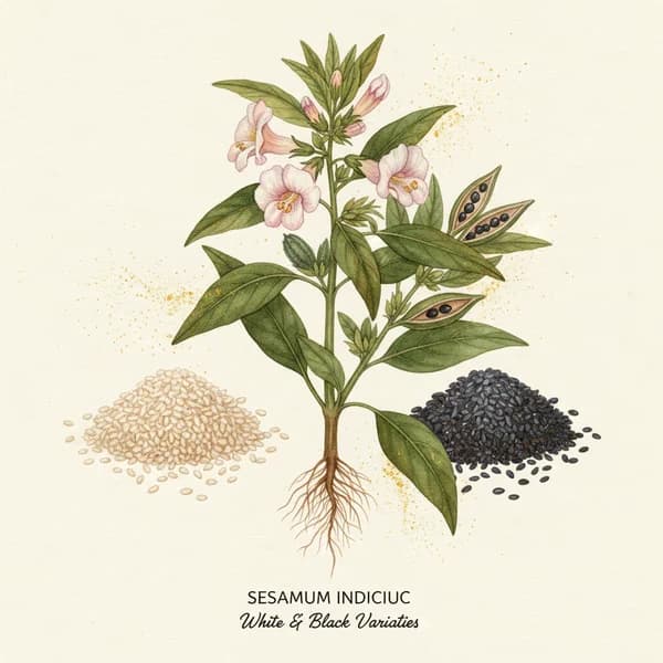 Sesame Seeds botanical illustration